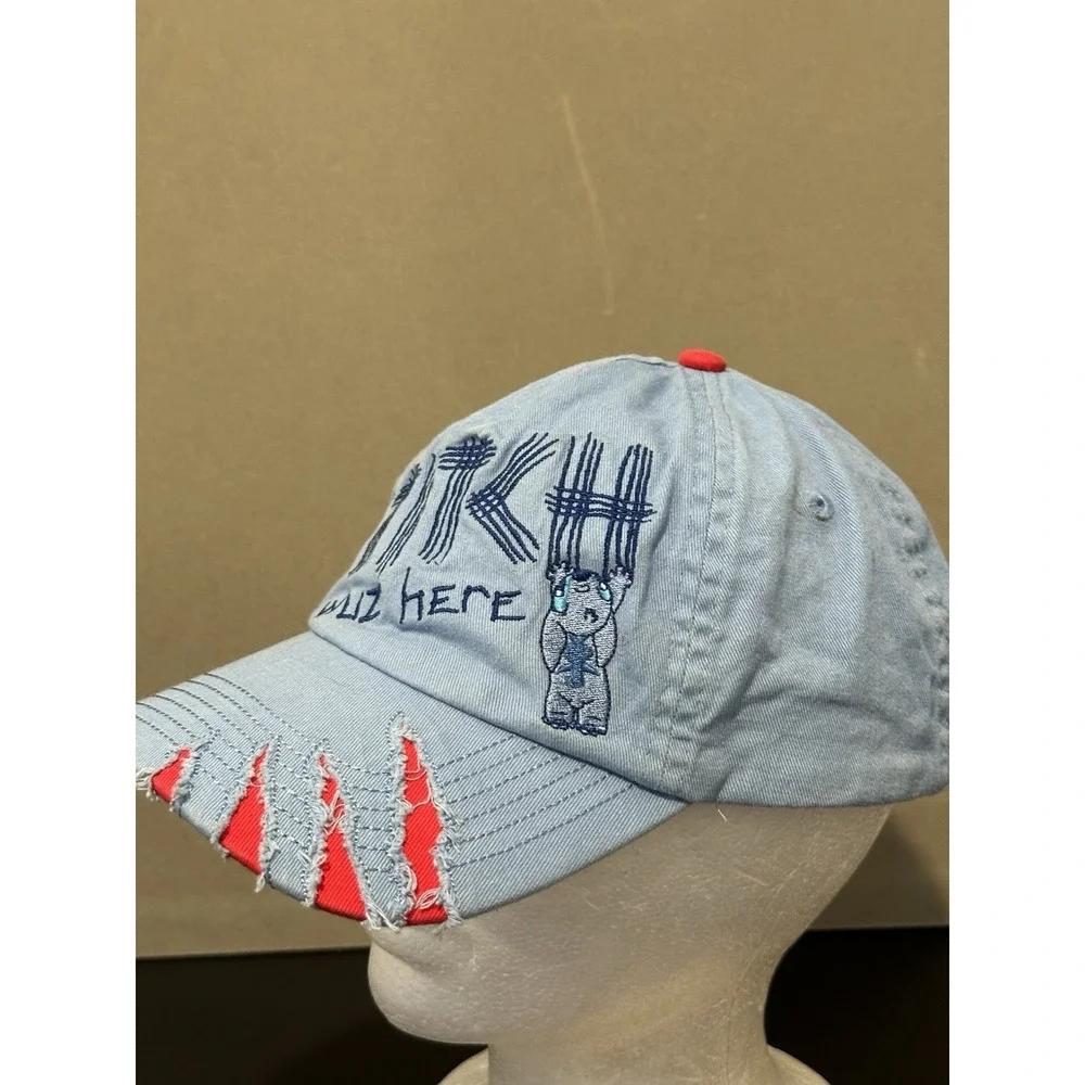 Stitch Hat Cap Strapback Disney Adjustable Stitch Was Here Blue Red‎ Claw Marks
